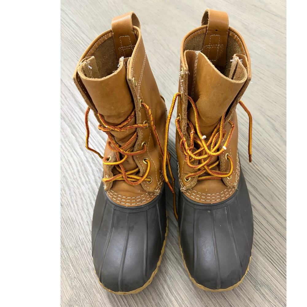 L L Bean Duck Boots Brown Leather Waterproof Outdoor Men's 8, EM